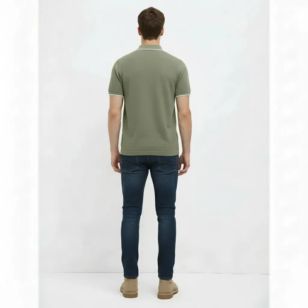 Men Moss Sold Polo Collar T-shirt