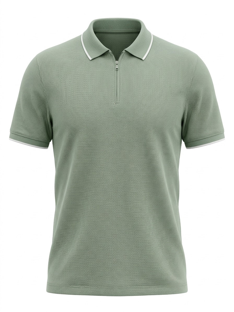 Men Moss Sold Polo Collar T-shirt