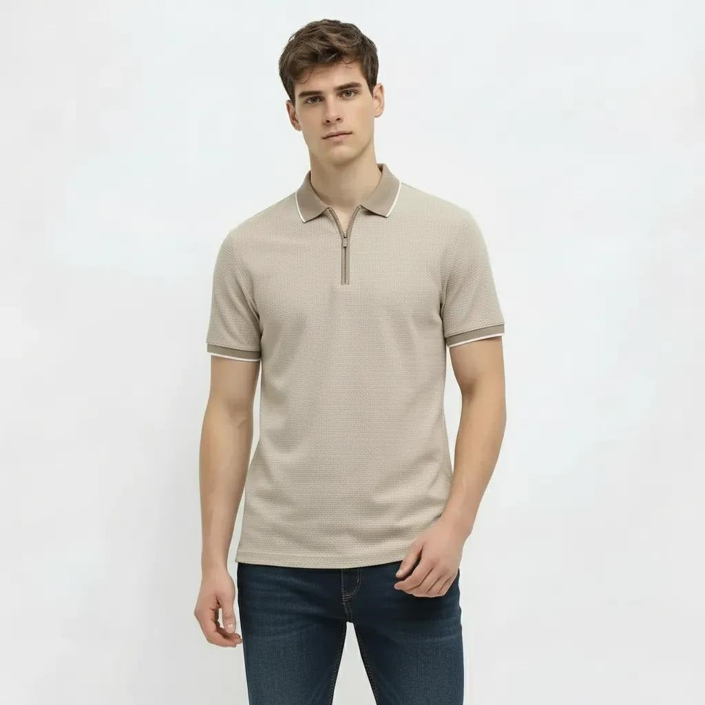 Men Stone Sold Polo Collar T-shirt