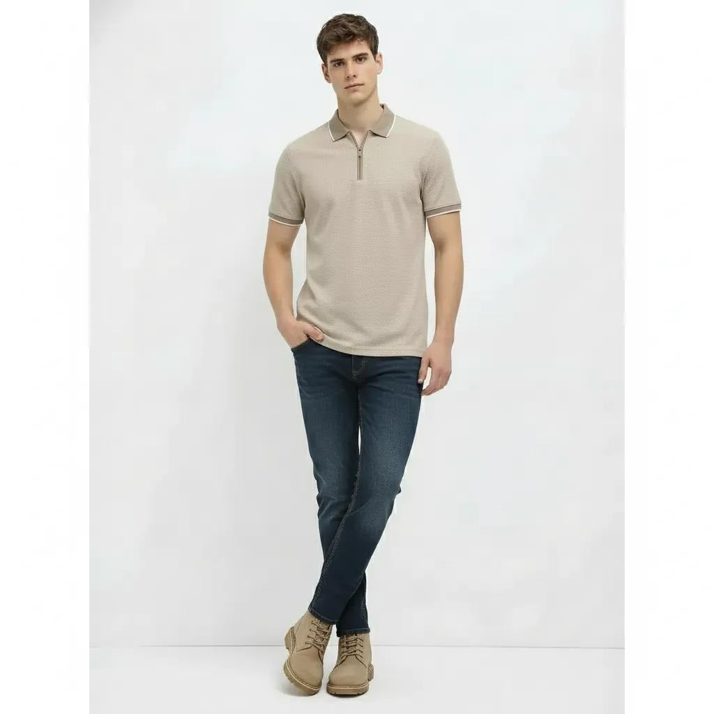 Men Stone Sold Polo Collar T-shirt