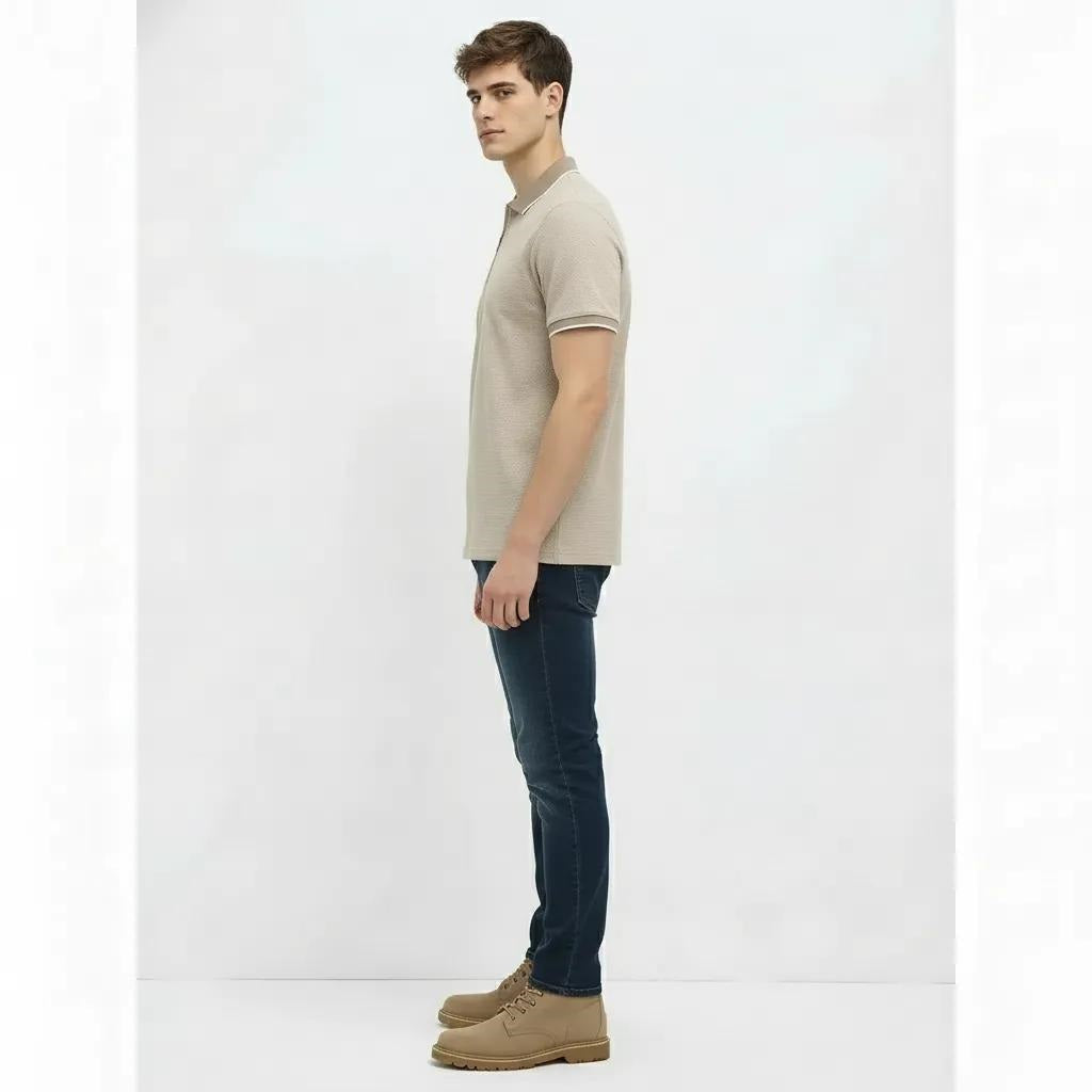 Men Stone Sold Polo Collar T-shirt
