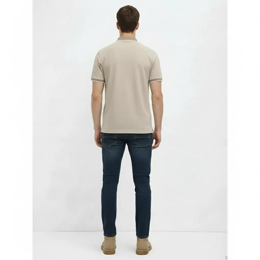 Men Stone Sold Polo Collar T-shirt