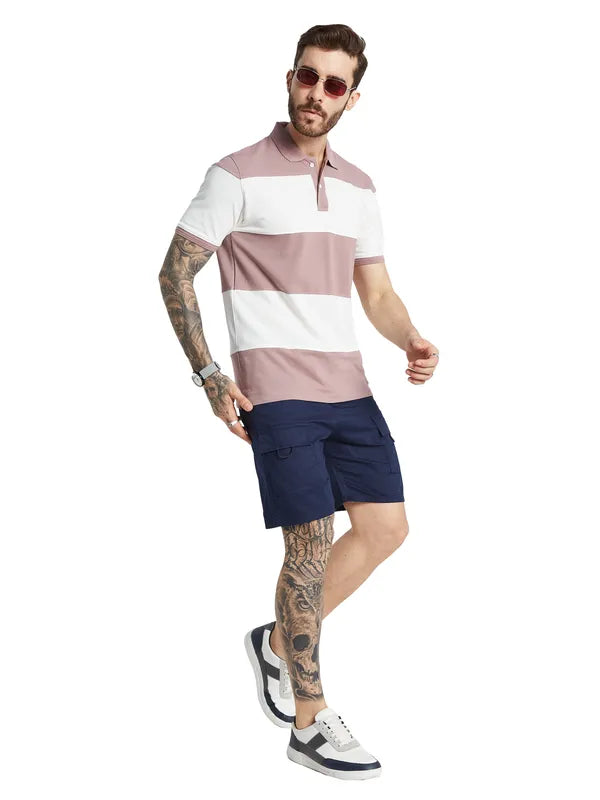 Octave Men Striped Polo Collar T-Shirt