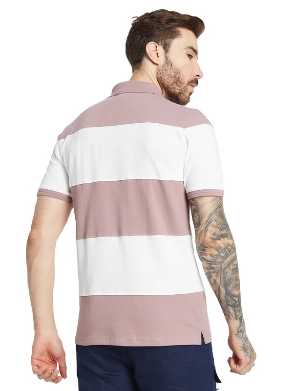 Octave Men Striped Polo Collar T-Shirt