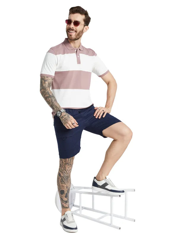 Octave Men Striped Polo Collar T-Shirt