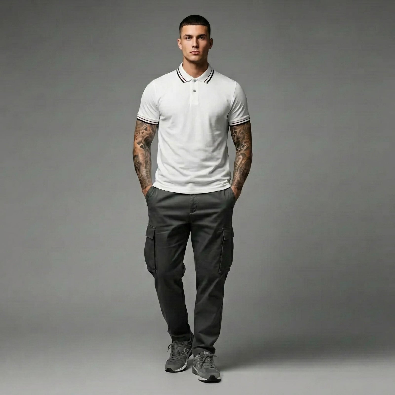 Men Off White Sold Polo Collar T-shirt