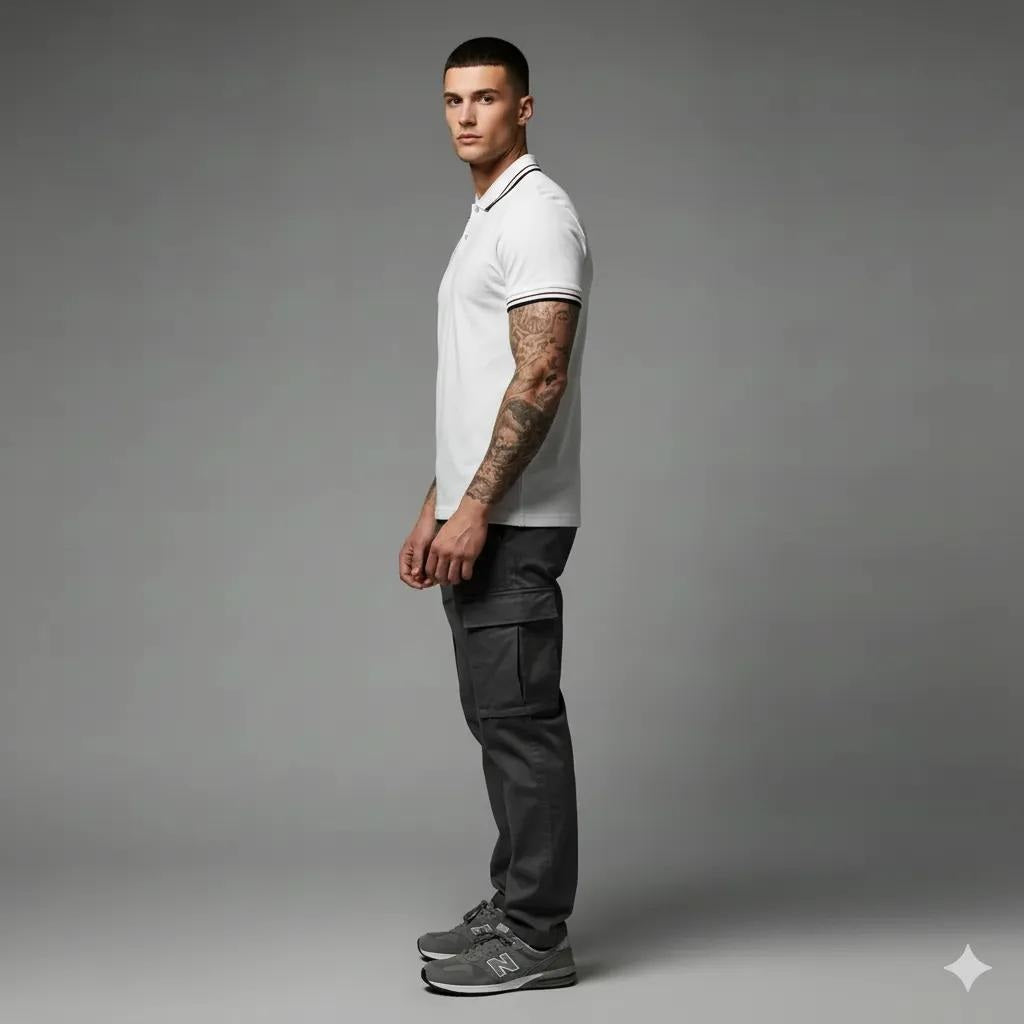 Men Off White Sold Polo Collar T-shirt
