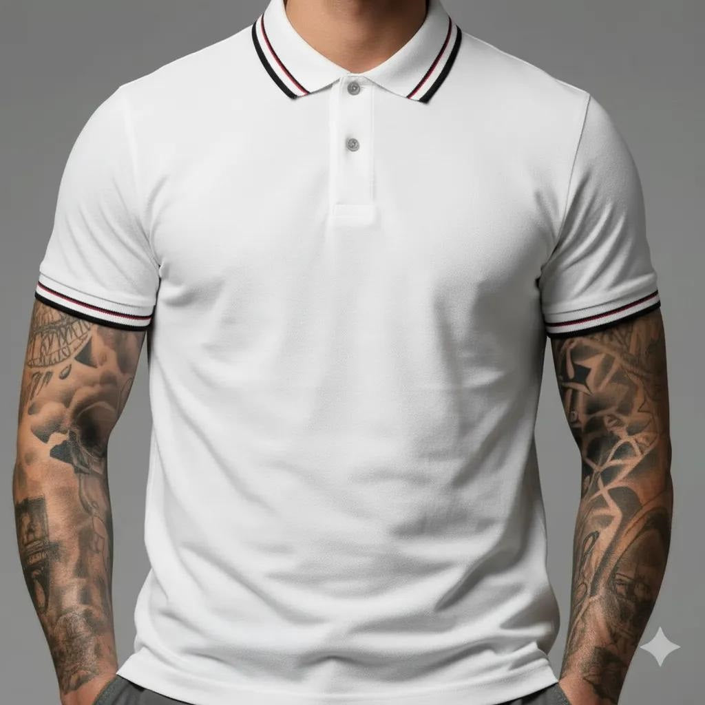 Men Off White Sold Polo Collar T-shirt