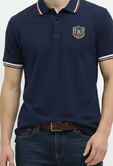 Men Navy Sold Polo Collar T-shirt