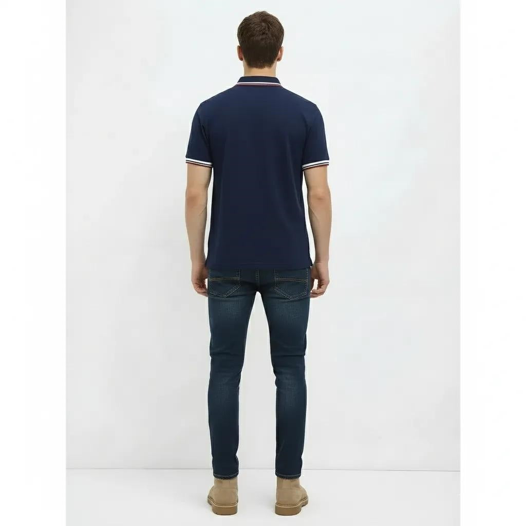 Men Navy Sold Polo Collar T-shirt
