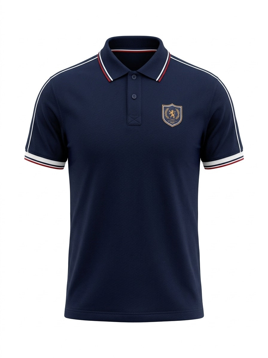 Men Navy Sold Polo Collar T-shirt