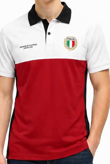 Men Brick Brand Logo Colourblocked Polo Collar T-shirt