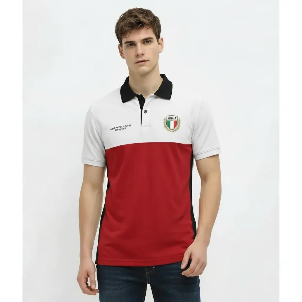 Men Brick Brand Logo Colourblocked Polo Collar T-shirt