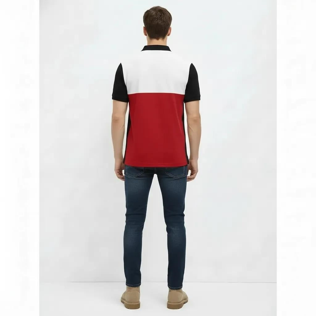 Men Brick Brand Logo Colourblocked Polo Collar T-shirt