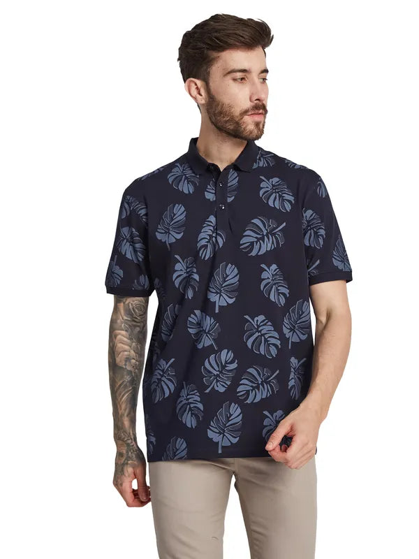 Octave Men Tropical Printed Polo Collar T-Shirt