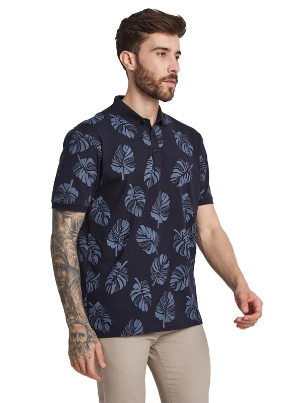 Octave Men Tropical Printed Polo Collar T-Shirt