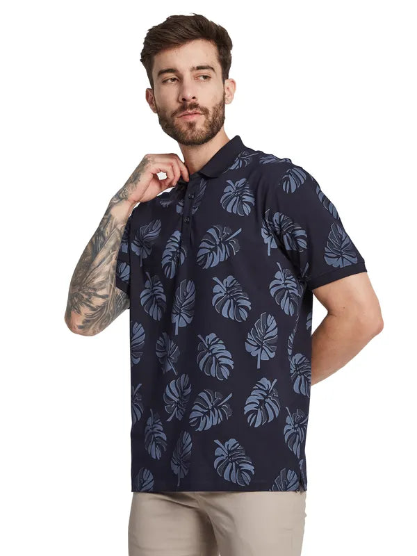 Octave Men Tropical Printed Polo Collar T-Shirt