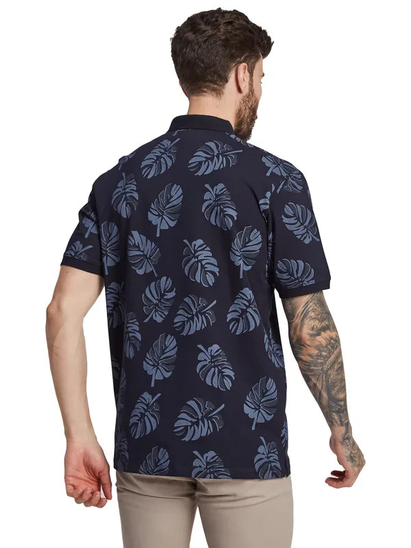 Octave Men Tropical Printed Polo Collar T-Shirt