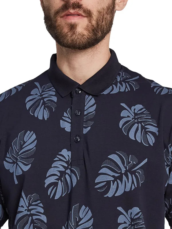 Octave Men Tropical Printed Polo Collar T-Shirt