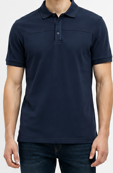 Men Indigo Sold Polo Collar T-shirt