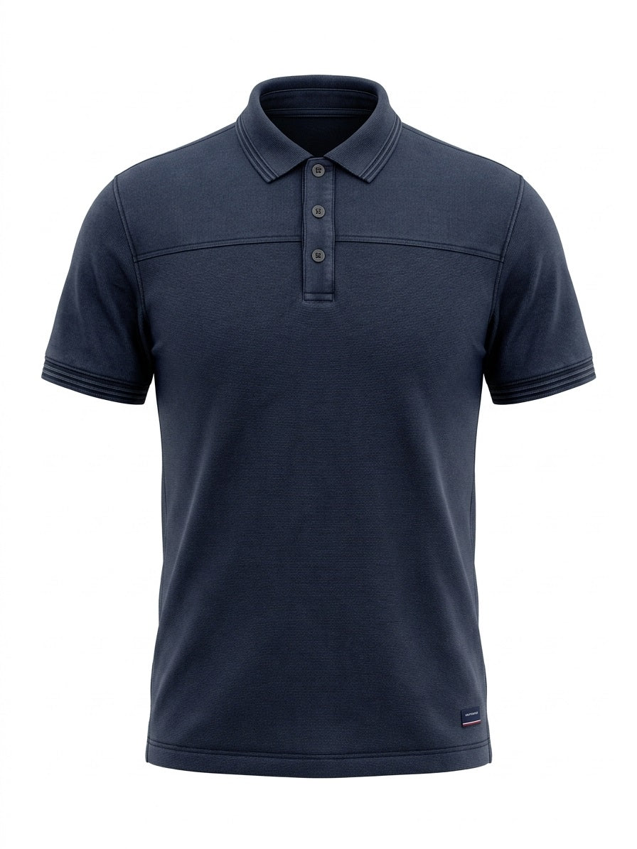 Men Indigo Sold Polo Collar T-shirt