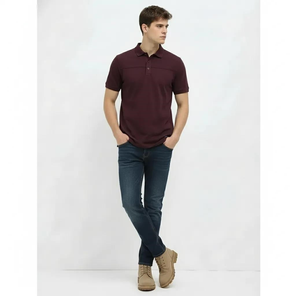 Men Wine Sold Polo Collar T-shirt