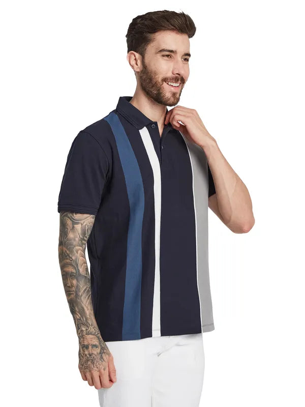 Octave Men Striped Polo Collar T-Shirt