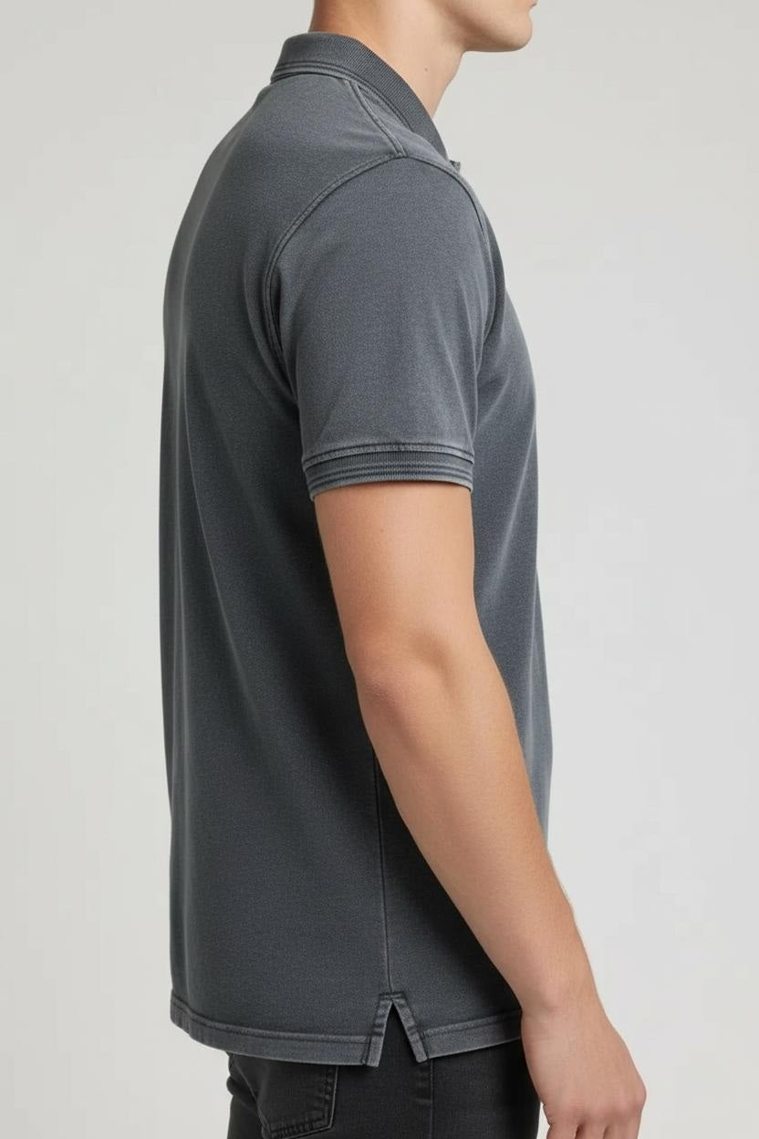 Men Navy Polo Collar T-shirt