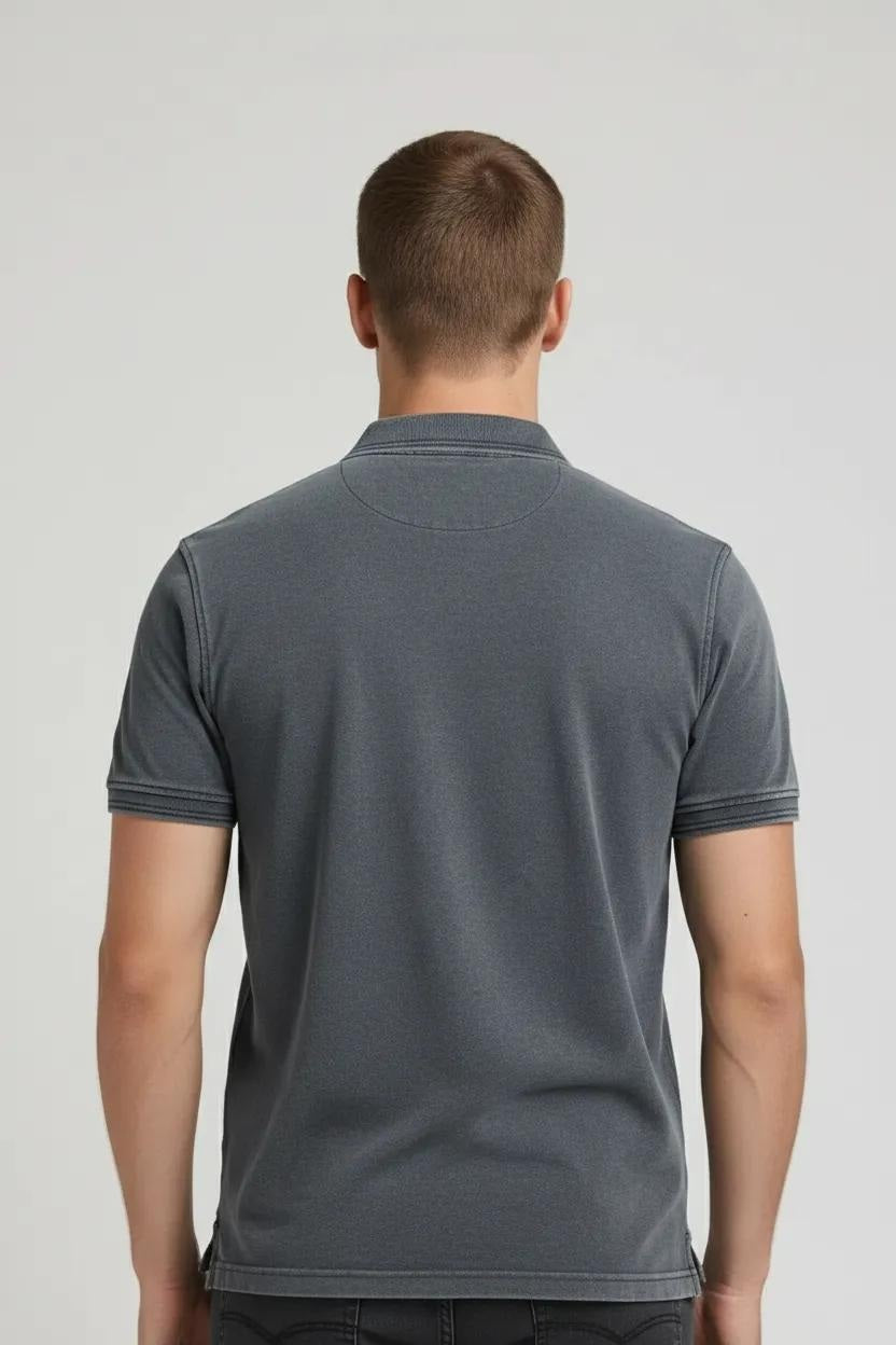 Men Navy Polo Collar T-shirt