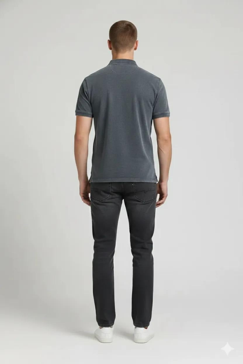 Men Navy Polo Collar T-shirt