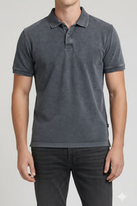 Men Navy Polo Collar T-shirt