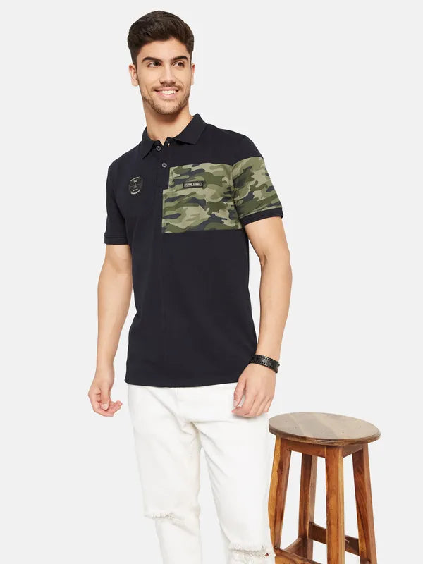 Half Camouflage Chest Print Polo T-Shirt