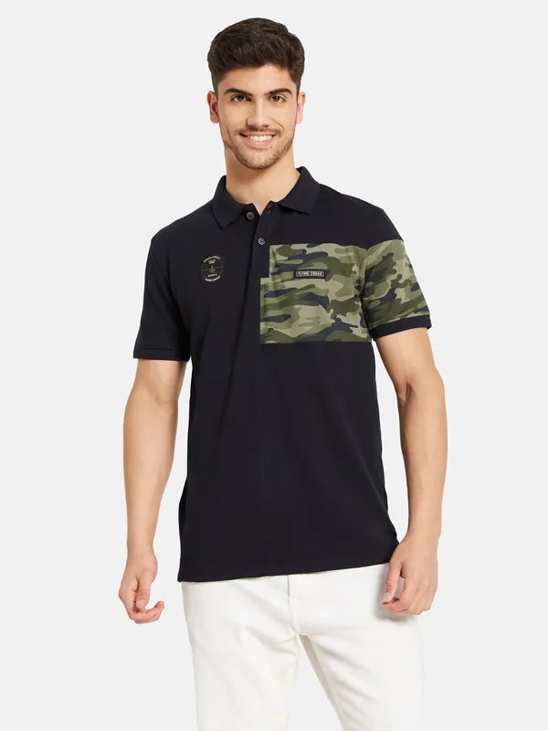 Half Camouflage Chest Print Polo T-Shirt