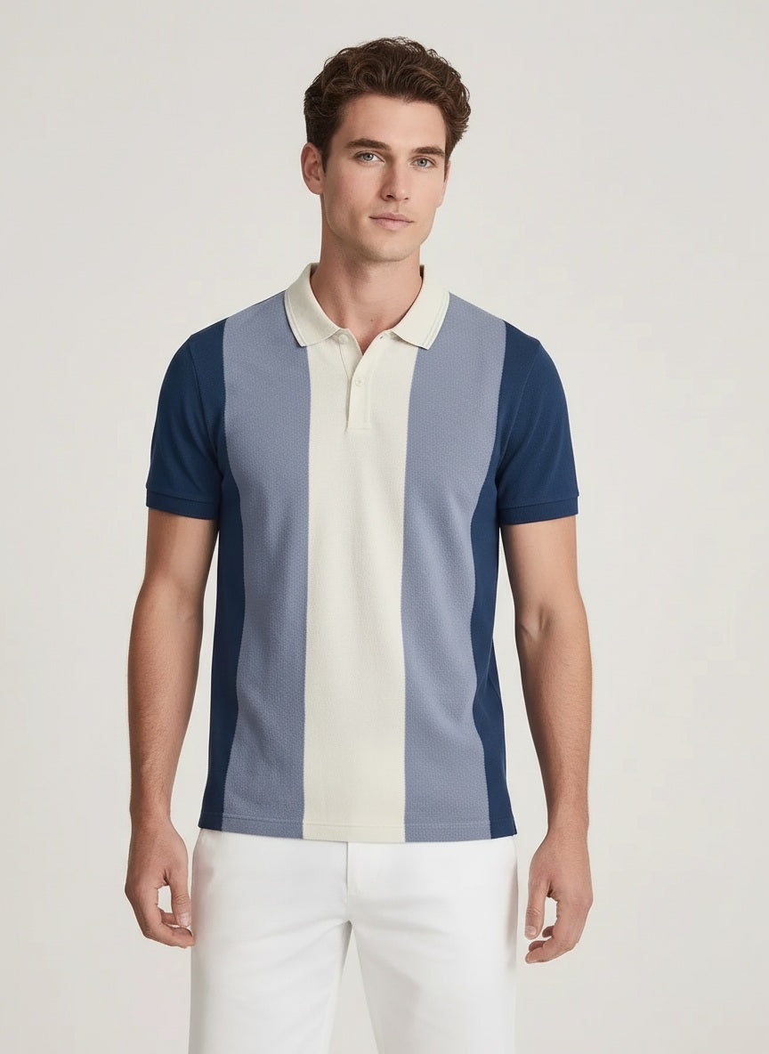 Men Air-Force Colourblocked Polo Collar T-shirt