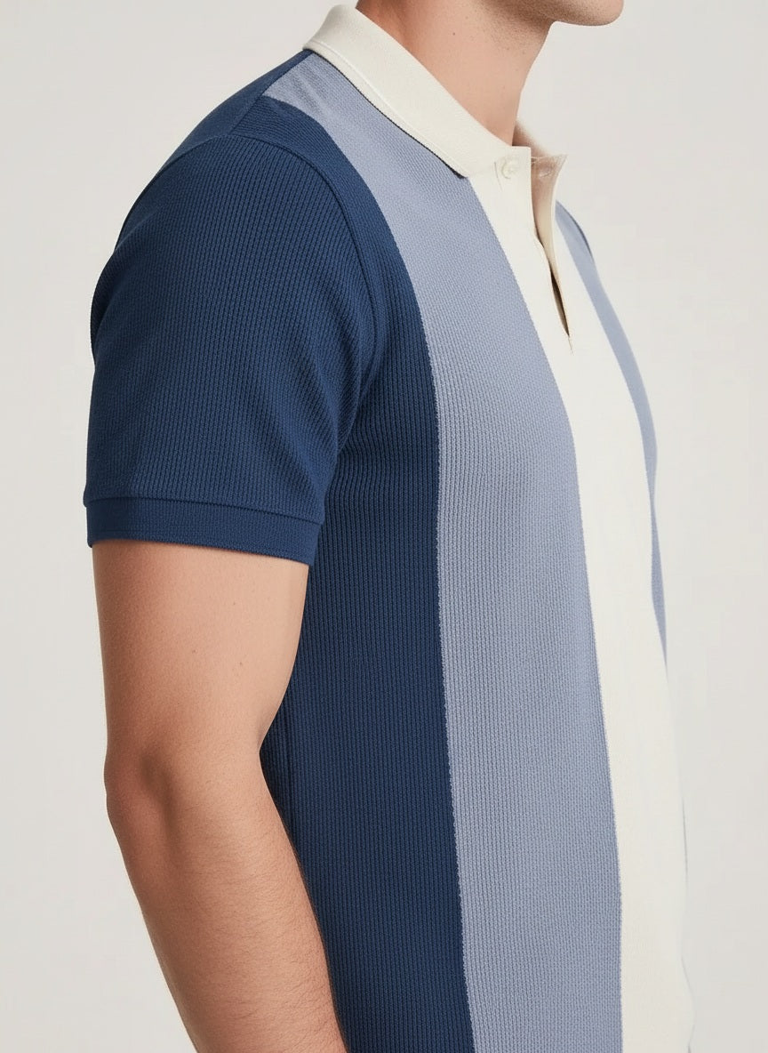 Men Air-Force Colourblocked Polo Collar T-shirt