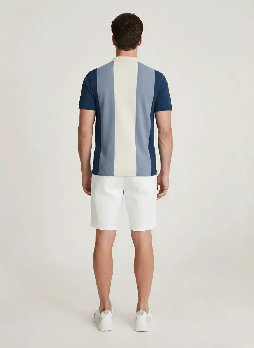Men Air-Force Colourblocked Polo Collar T-shirt