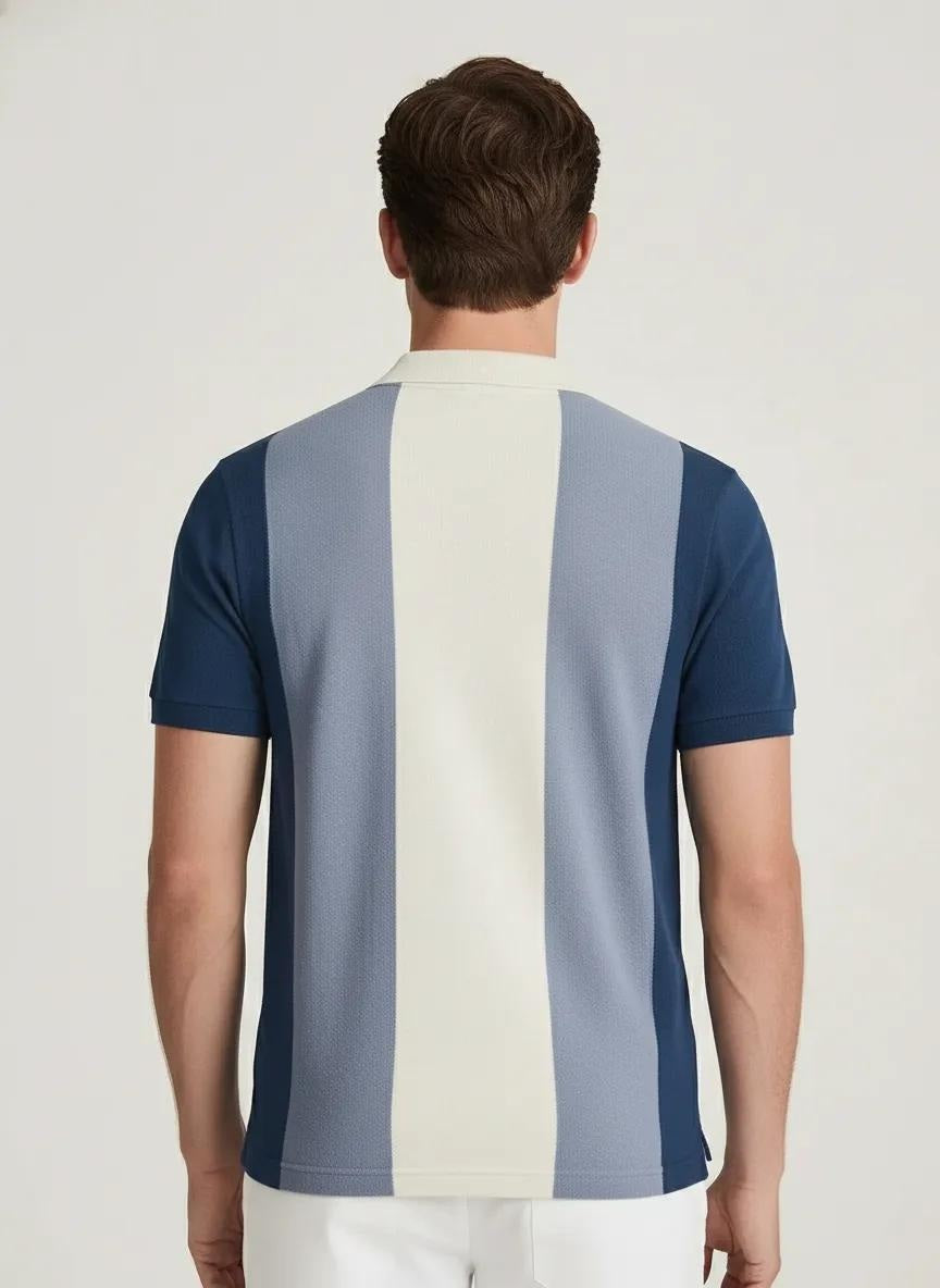 Men Air-Force Colourblocked Polo Collar T-shirt
