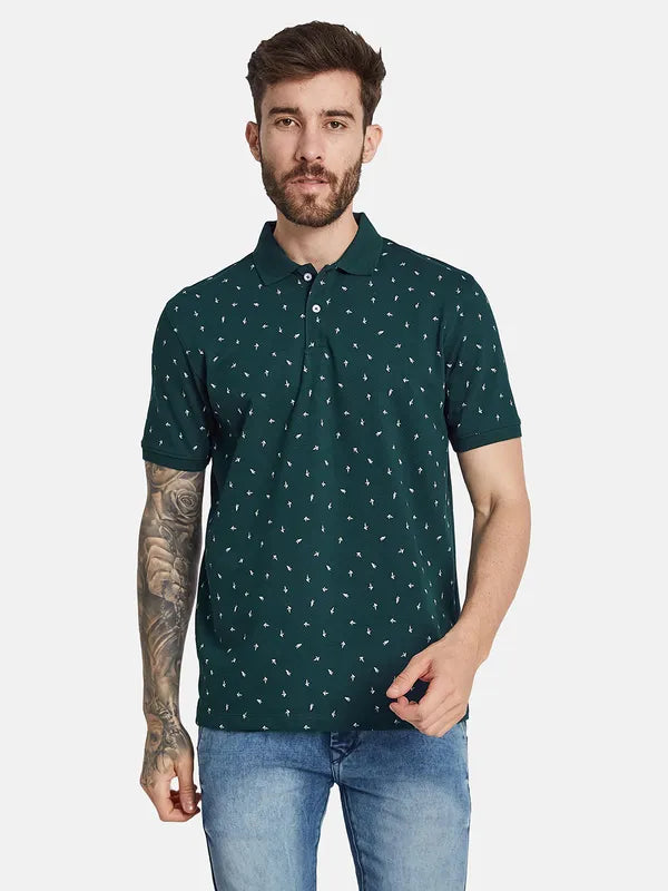 Octave Ss24 Men Printed Polo Collar T-Shirt