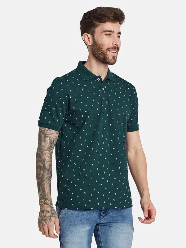 Octave Ss24 Men Printed Polo Collar T-Shirt
