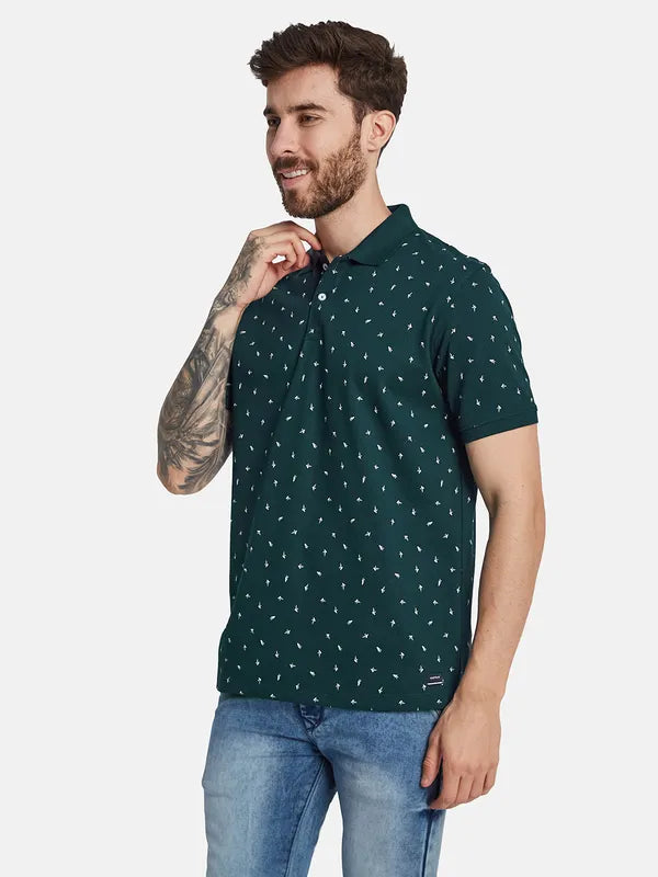 Octave Ss24 Men Printed Polo Collar T-Shirt