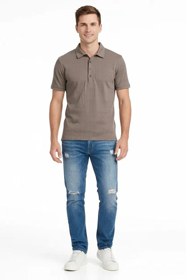 Octave Men Checked Polo Collar T-shirt