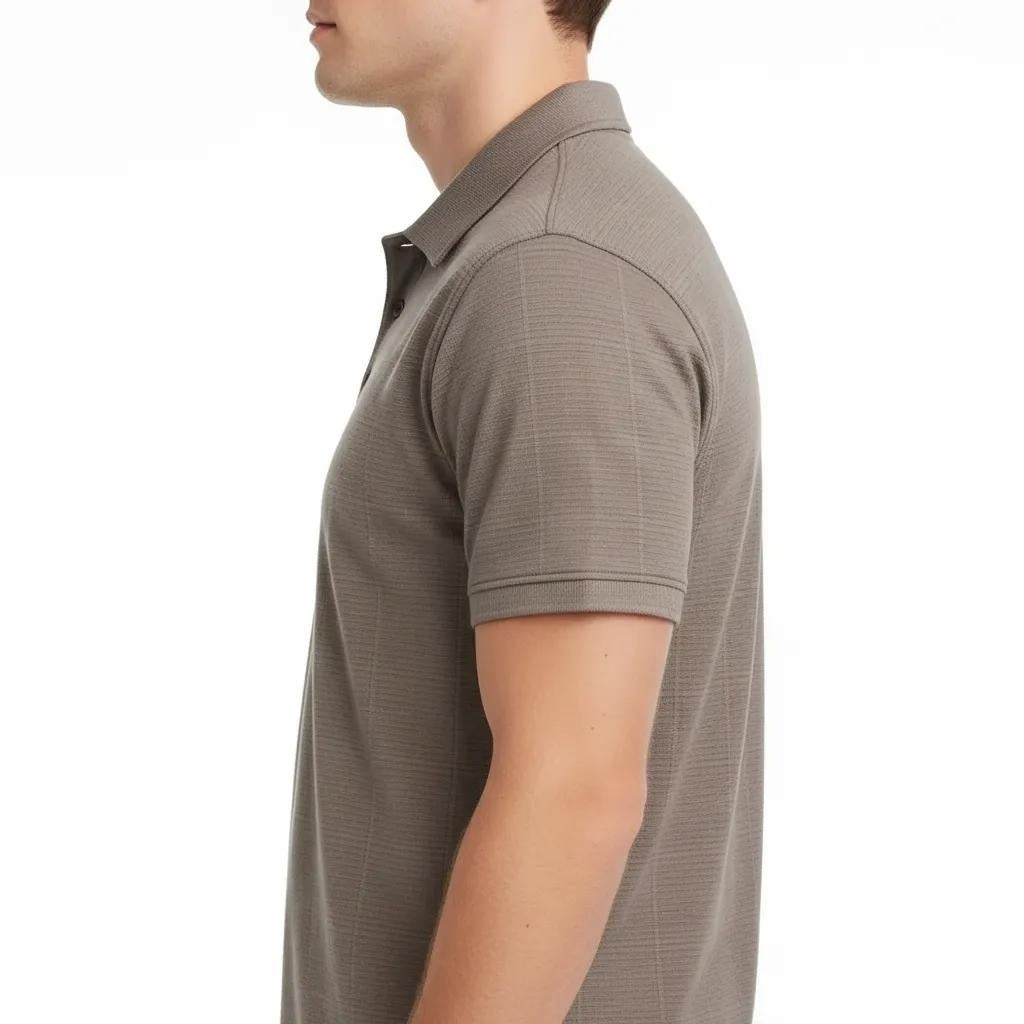 Octave Men Wood Checked Polo Collar T-shirt