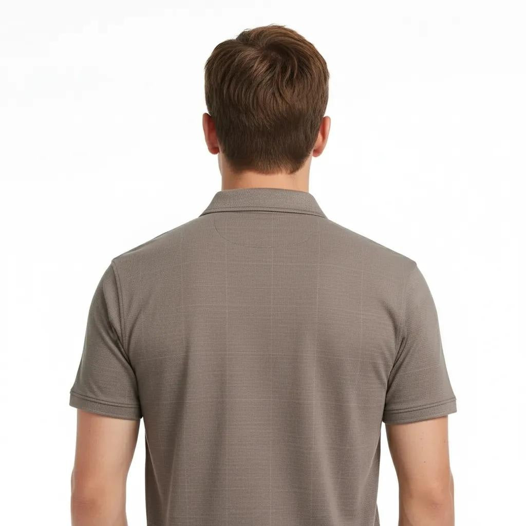 Octave Men Wood Checked Polo Collar T-shirt