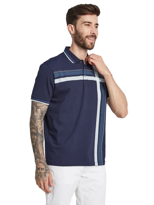 Octave Men Striped Polo Collar T-Shirt