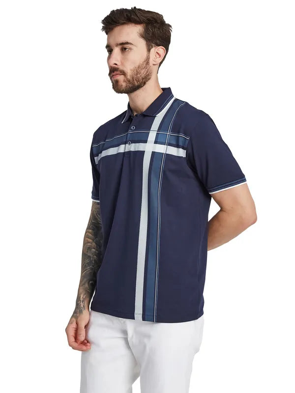 Octave Men Striped Polo Collar T-Shirt