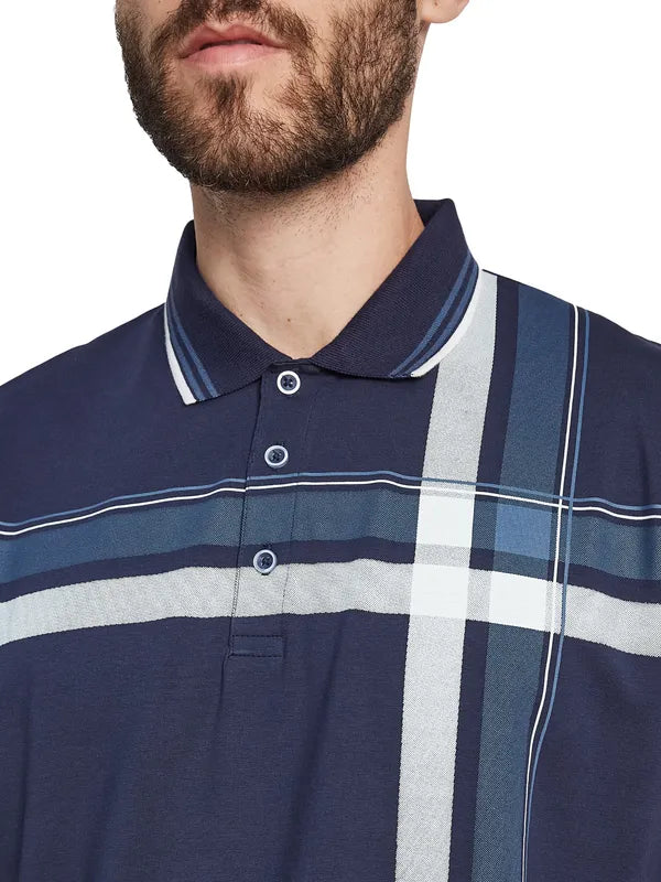 Octave Men Striped Polo Collar T-Shirt