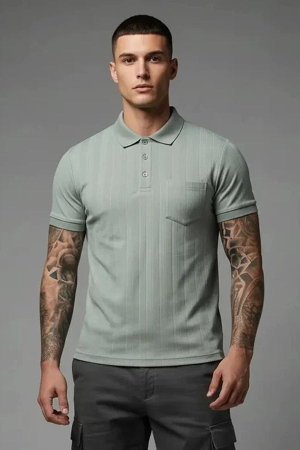 Men Striped Polo Collar T-shirt