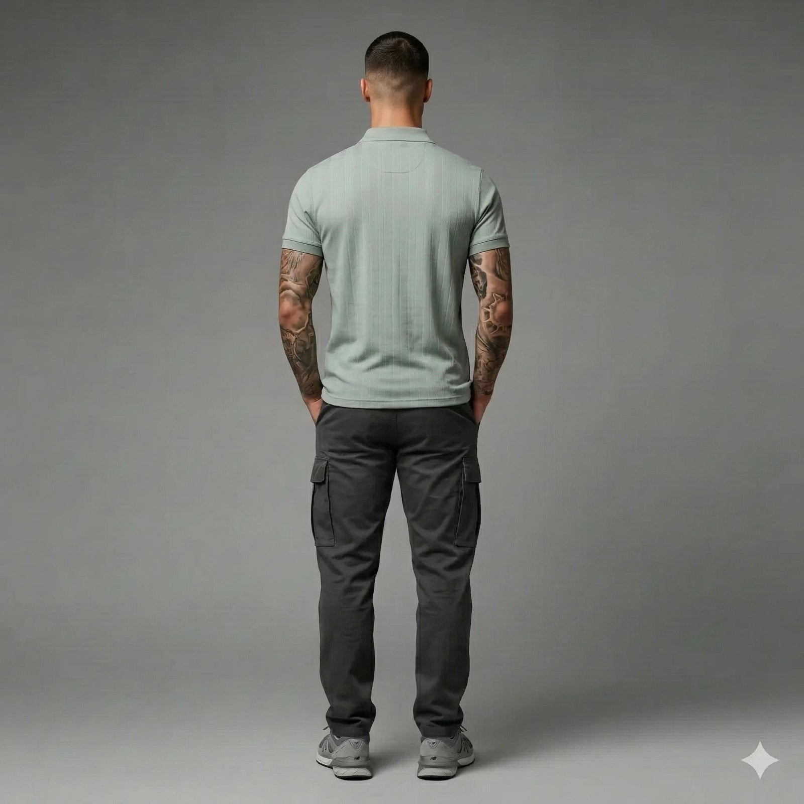 Men Desert Sage Striped Polo Collar T-shirt