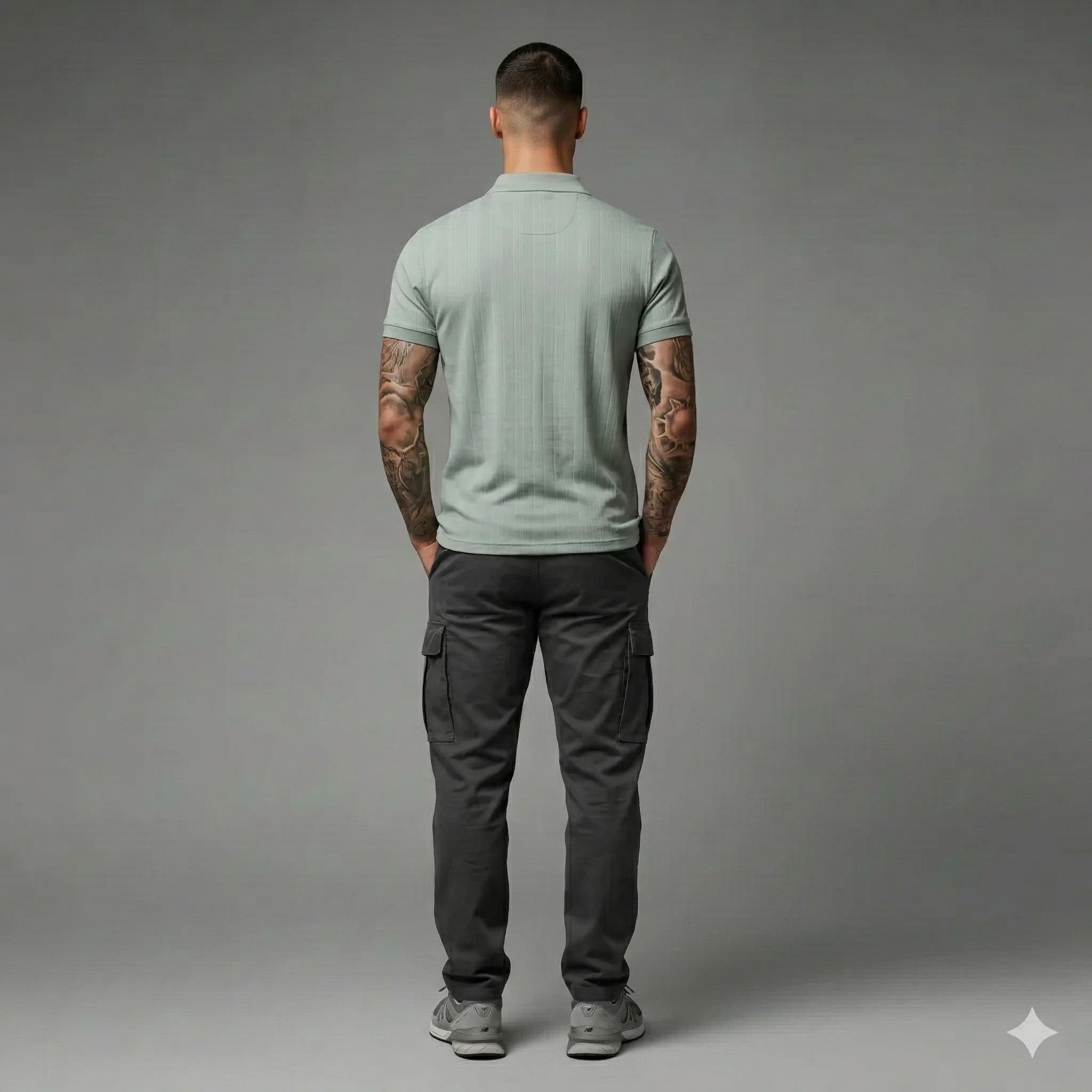 Men Striped Polo Collar T-shirt