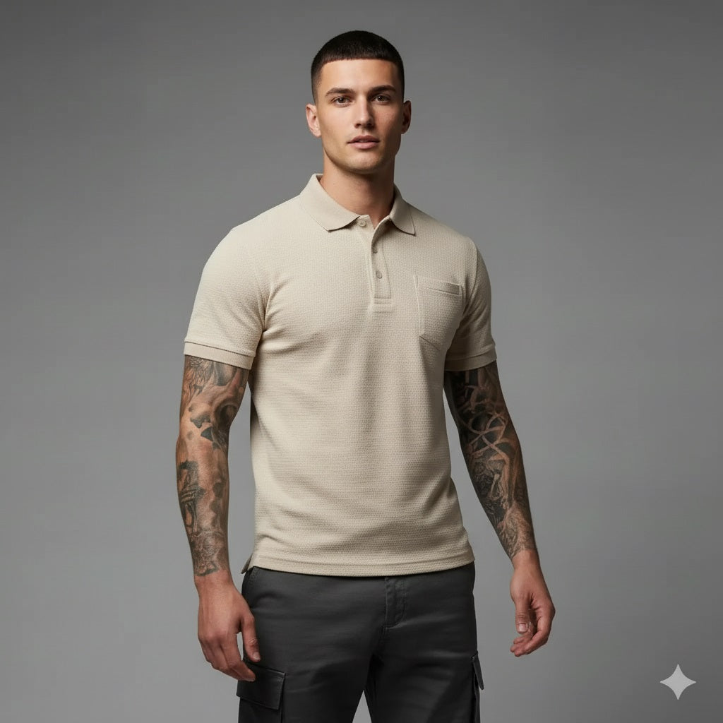 Men Pristine Striped Polo Collar T-shirt